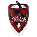 Red and green lace dog scarf with cotton plaid and polyester plush, twill weave, size L
