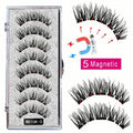 Magnetic false eyelash set with reusable clip natural slim style fiber plastic black stem