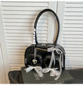 Large capacity horizontal square PU leather shoulder bag with double straps and phone compartment