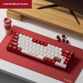 AJAZZ AK680 red and white mixed colour mechanical gaming keyboard with hot-swappable switches on a desktop