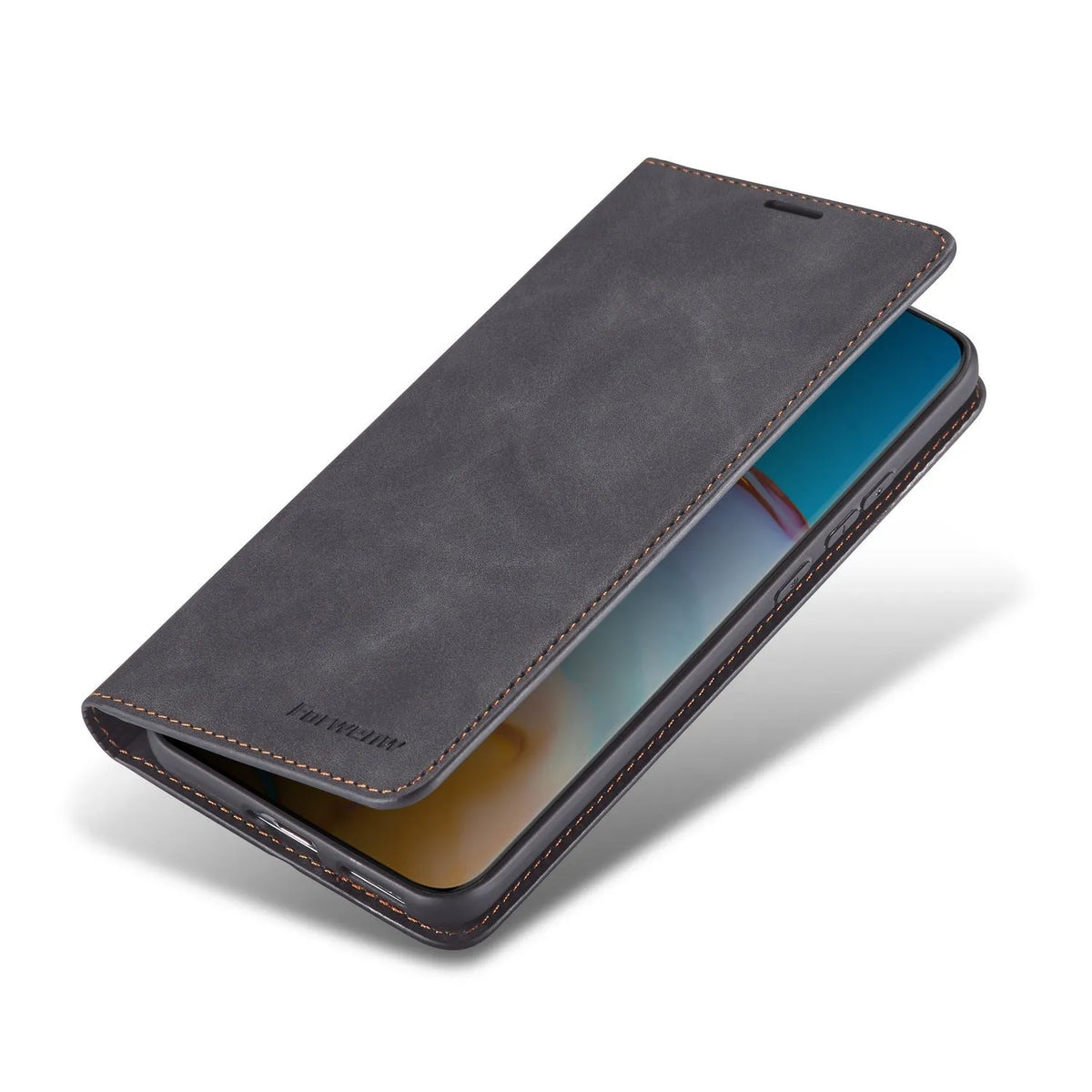 Flip-style card-inserting mobile phone case in black for Huawei P40Pro with card slots visible