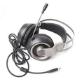 Head-mounted wired USB gaming headset in black with 50mm driver and microphone, 2.2m cable