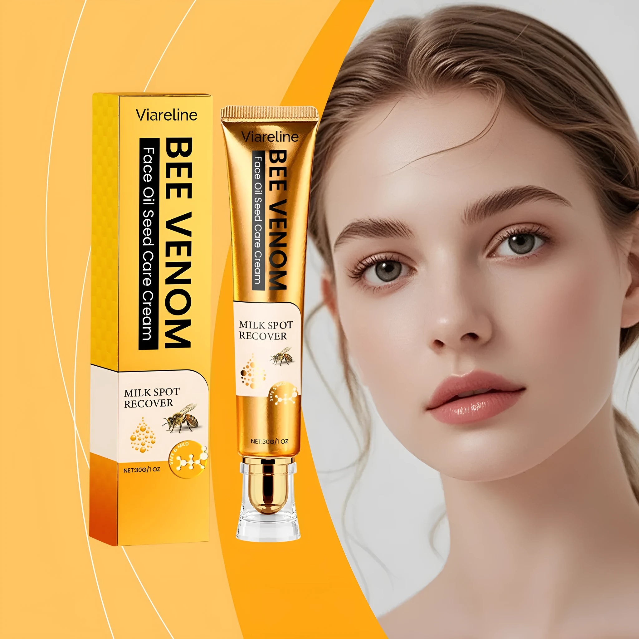 30g jar of facial and neck hydrating cream with bee venom and jojoba oil formulation