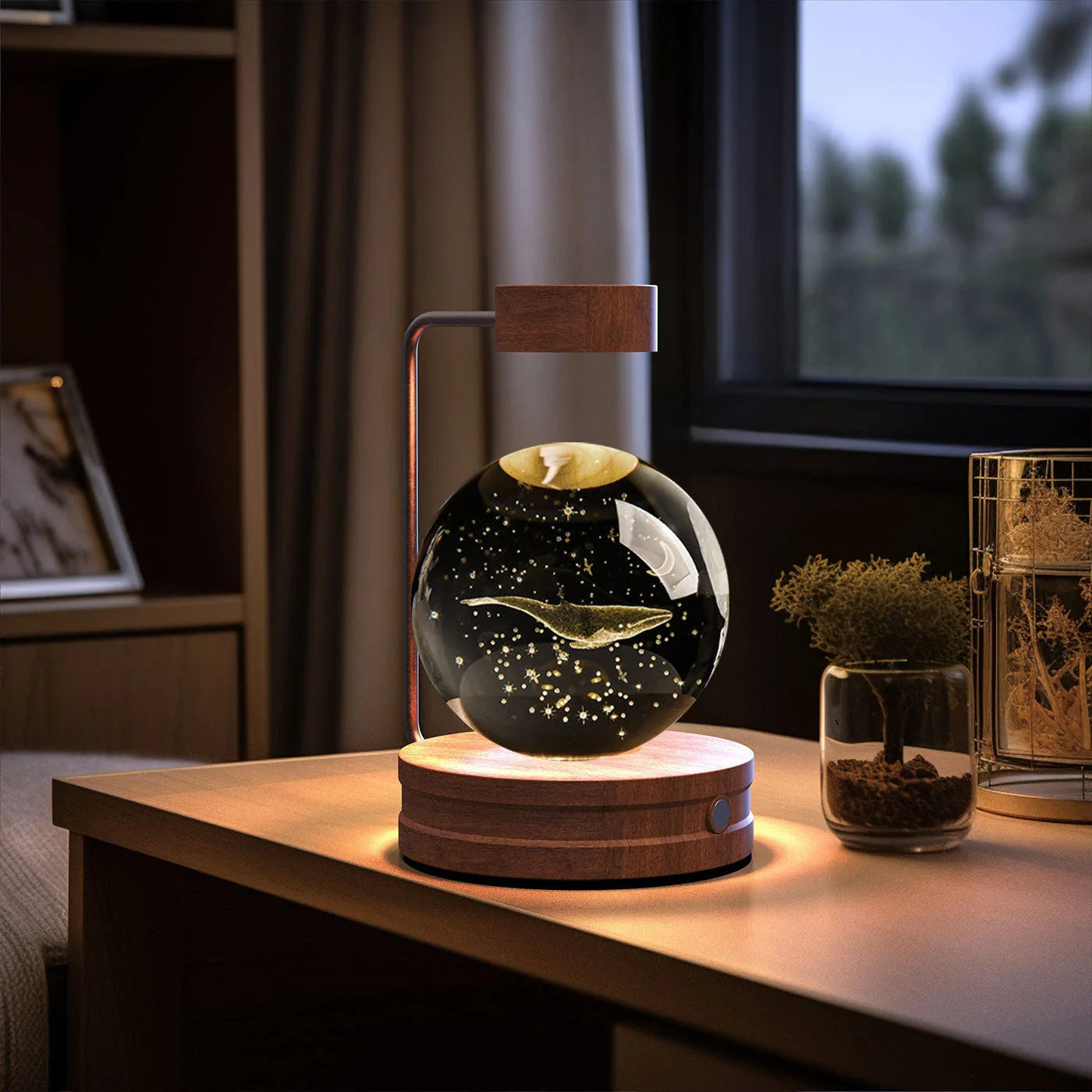 Dazzling crystal ball nightlight with captivating cosmic designs, creating a warm, soothing ambiance in your home
