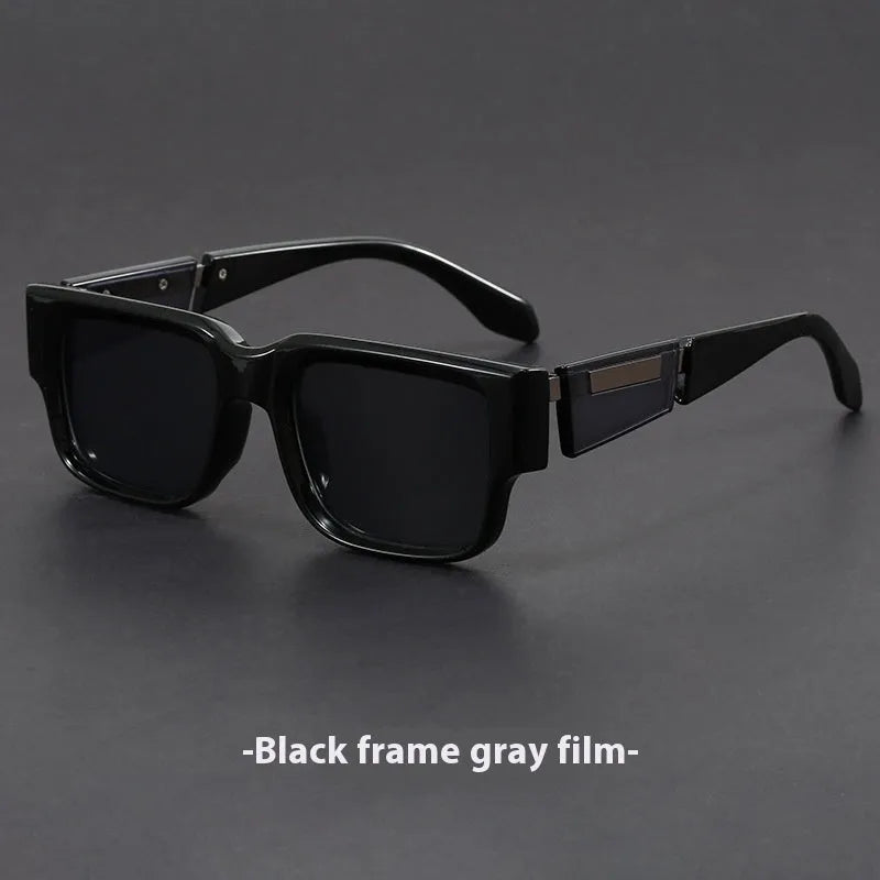Square thick frame sunglasses in grey blue colour with UV protection