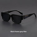 Square thick frame sunglasses in grey blue colour with UV protection