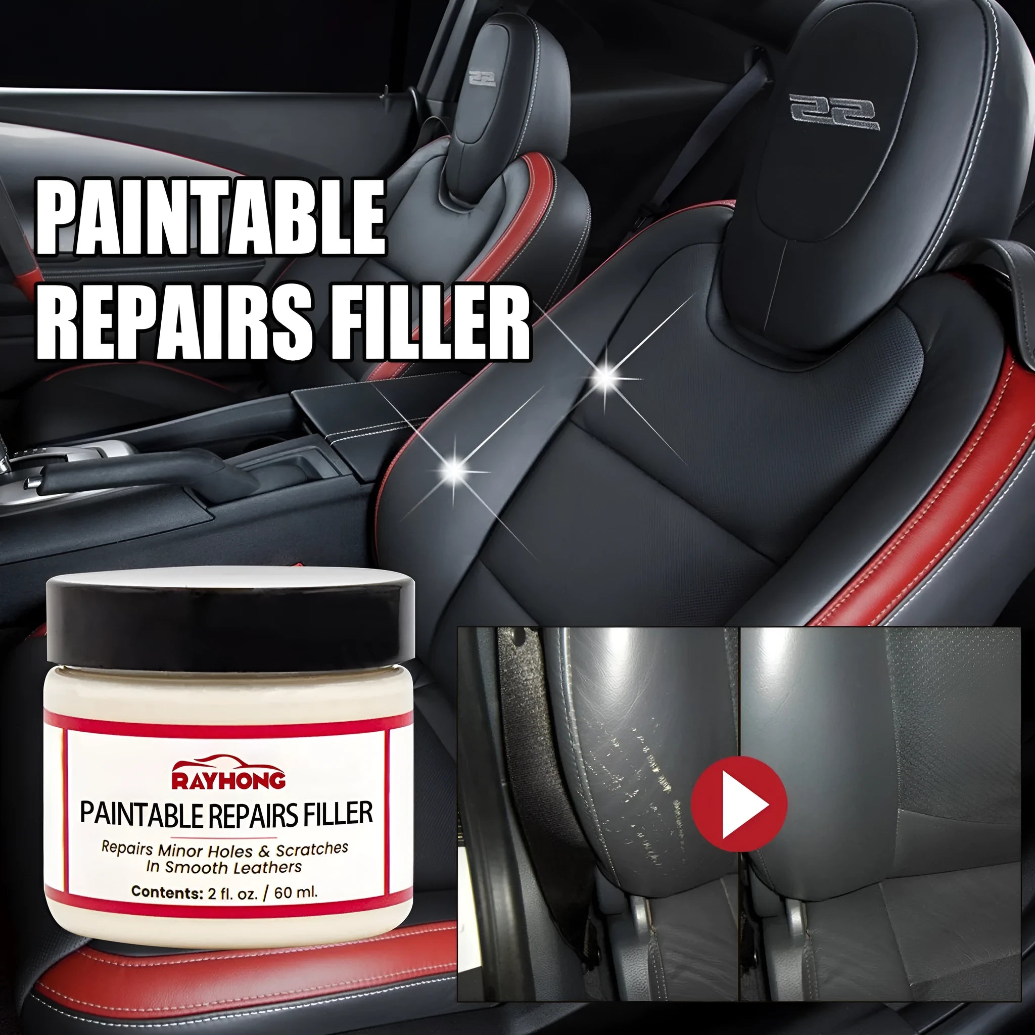 60ml leather repair paste container for car seat and furniture scratch restoration