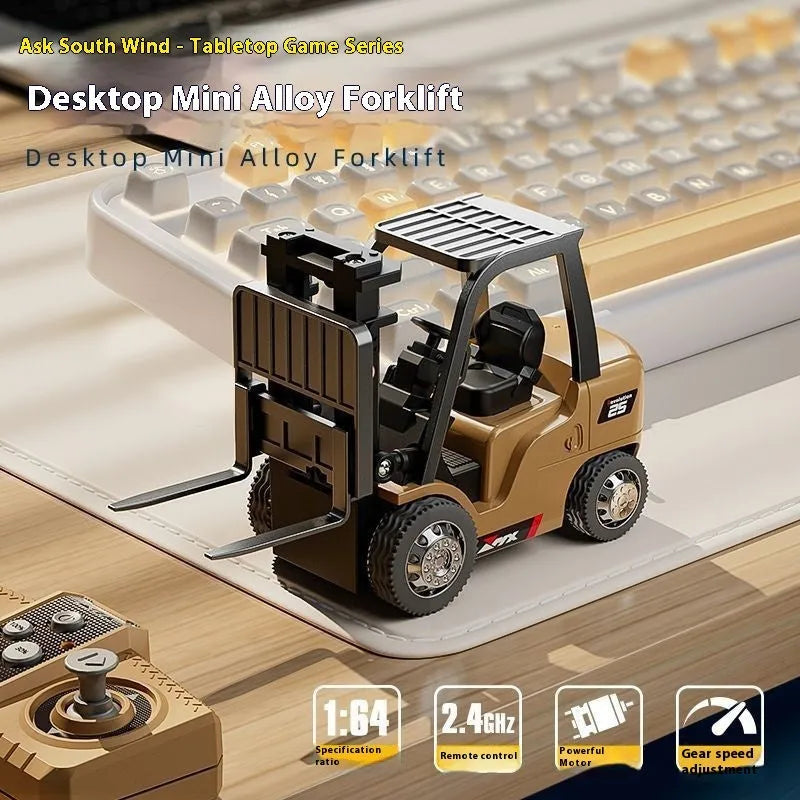 Mini alloy remote control forklift truck with Bluetooth remote and cargo accessories