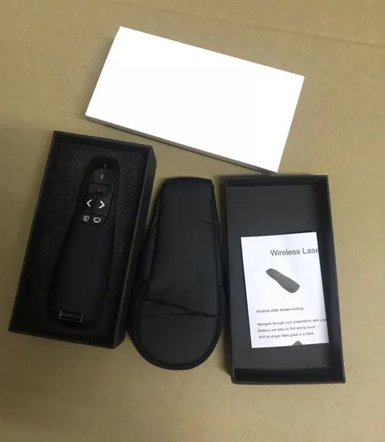 2.4G wireless laser pointer for presentations with USB receiver storage slot