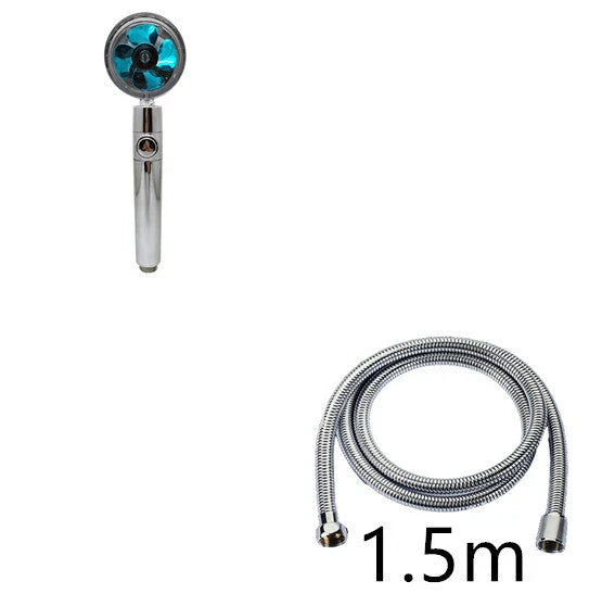 High-pressure handheld shower nozzle with cotton filter and stop button in various colours