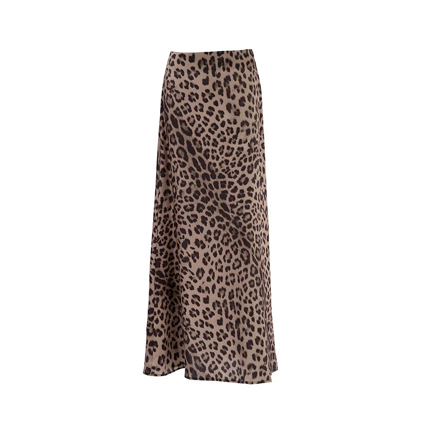 Leopard print mermaid skirt dress for women in sizes S, M, L