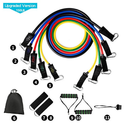 Pull Rope Elastic Rope Strength Training Set with multiple resistance bands and accessories