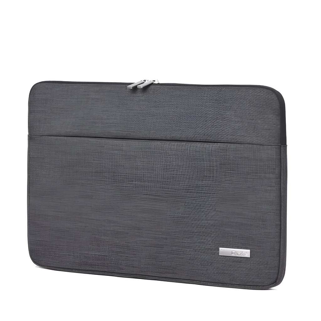 Light grey 15-inch computer liner bag with water-repellent polyester surface, slim 3cm profile