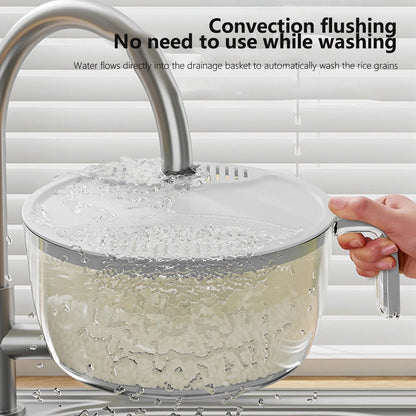 Multifunctional kitchen drainage basin in light green and white for efficient fruit and vegetable washing