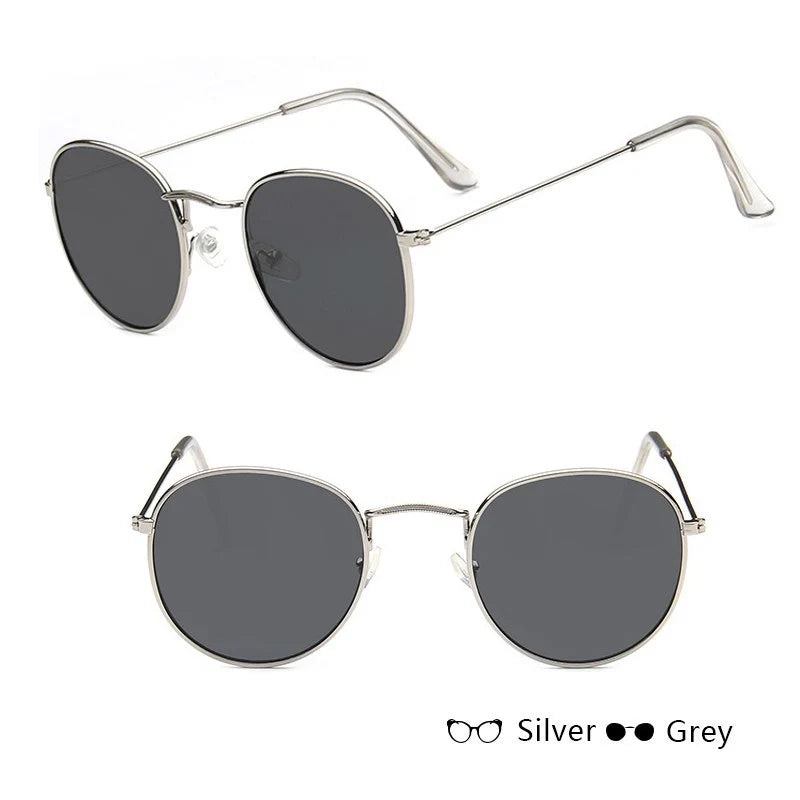 Women's retro sunglasses with metal frame and round design in various colours