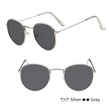Women's retro sunglasses with metal frame and round design in various colours