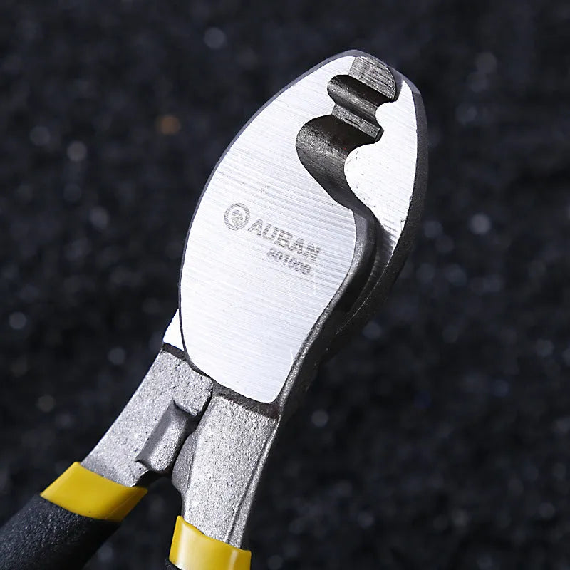 High carbon steel diagonal cable cutter with black PPR handle, oblique mouth, 10 inch size