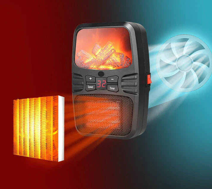 1000W portable electric heater with remote control and safety features