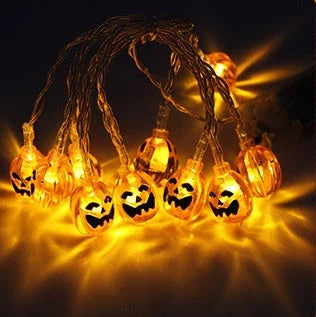 Spooktacular LED string lights with pumpkins, bats, and ghosts for Halloween decor