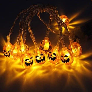 Halloween LED Pumpkin String Lights with colourful LED heads for festive decoration