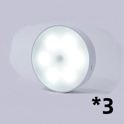 USB rechargeable motion sensor LED puck light for cabinets and night use