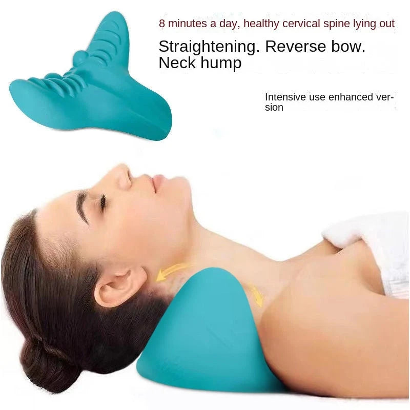 Blue cervical spine massage pillow with gravity acupressure design for neck pain relief