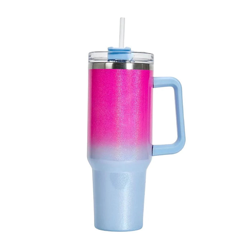 Double-layer stainless steel vacuum insulation cup in various colours, perfect for keeping drinks hot or cold.