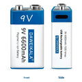 9V rechargeable lithium-ion battery with USB cable for multimeter, 5500mAh, compact 50x30x20mm