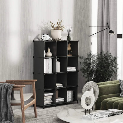 Modular plastic storage rack with clear grid design for versatile organisation