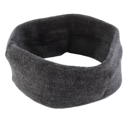 Black Bluetooth sports headband with integrated audio controls and 110mAh battery for workouts