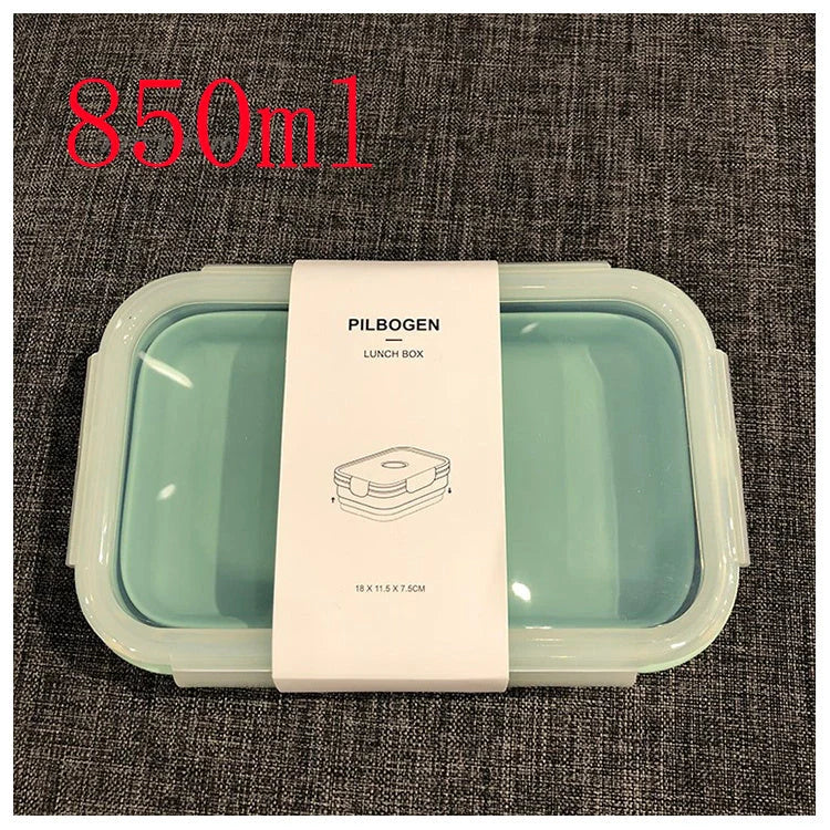 Round silicone lunch box in various colours, microwave-safe and leak-proof