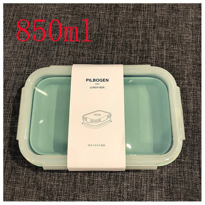 Round silicone lunch box in various colours, microwave-safe and leak-proof