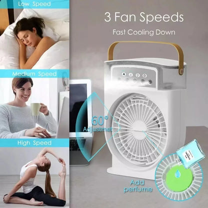 Chillax Portable USB Cooling Fan with 5 Adjustable Speed Settings, 600ml Water Tank, and 7-Color Mood Lighting