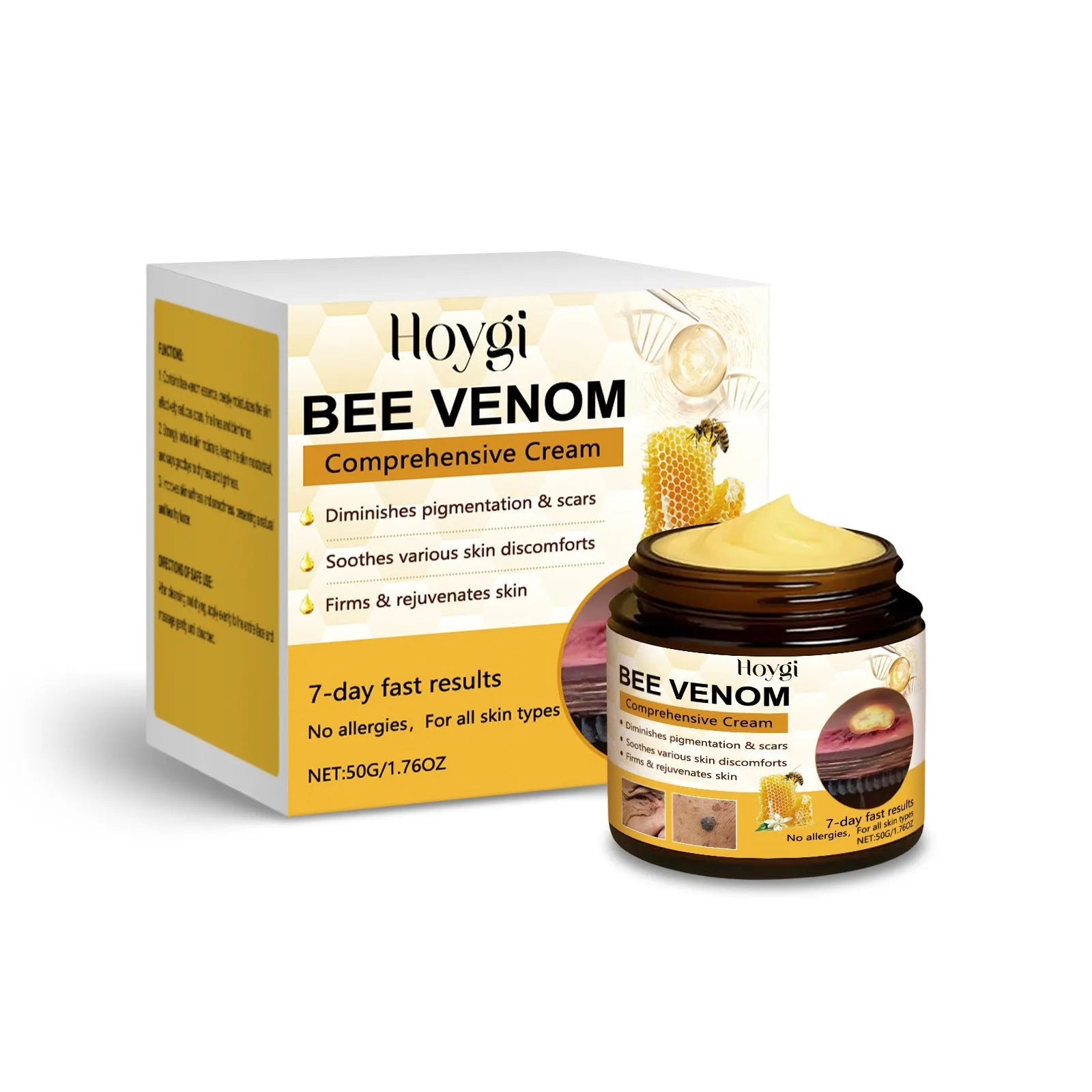 50g jar of anti-wrinkle neck cream with collagen and bee venom formulation
