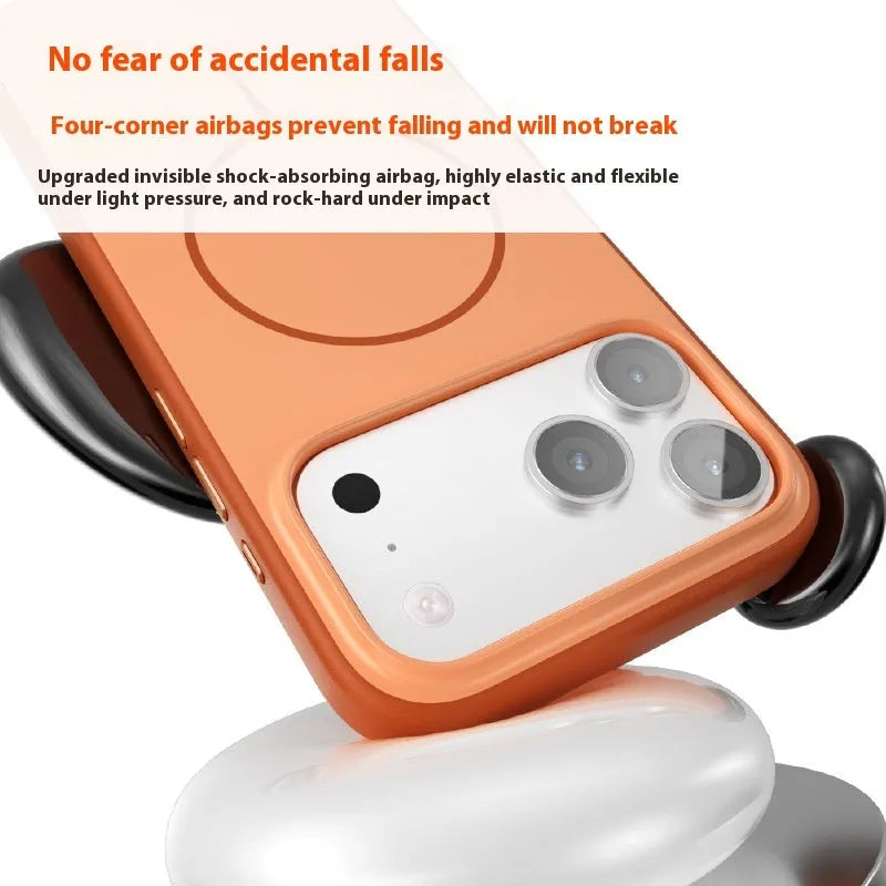 Magnetic suction anti-fall hard case for iPhone 17 series, TPU PC, black colour, injection moulded