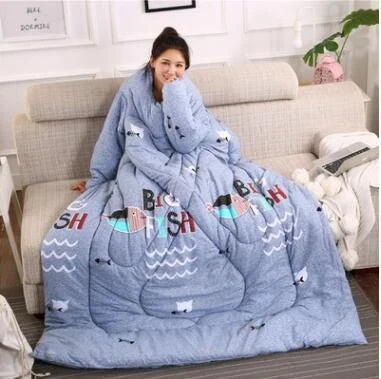 Winter Lazy Quilt with Sleeves in various colours, perfect for indoor warmth and comfort