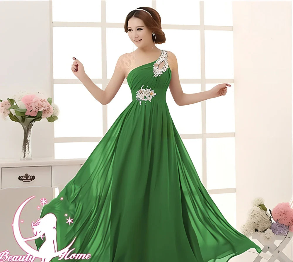 Polyester maxi dress in black, full 145cm length for evening bridesmaid wear, UK sizes S-XXXL