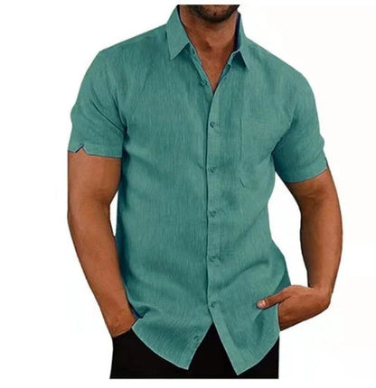 Men's solid colour short sleeve summer tee with drop shoulder sleeve design