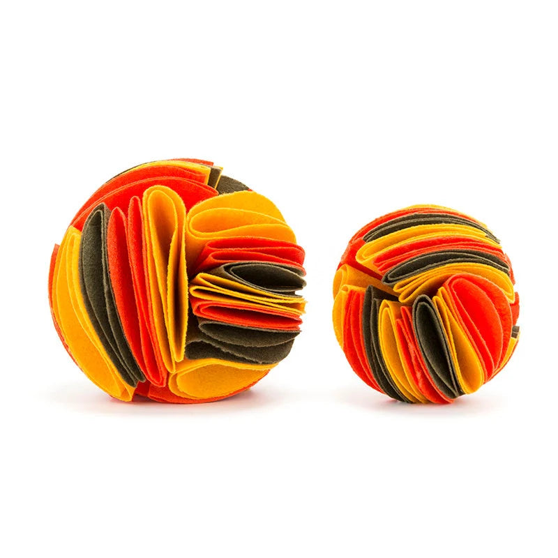 Foldable Dog Snuffle Ball in various colors for pet training and feeding
