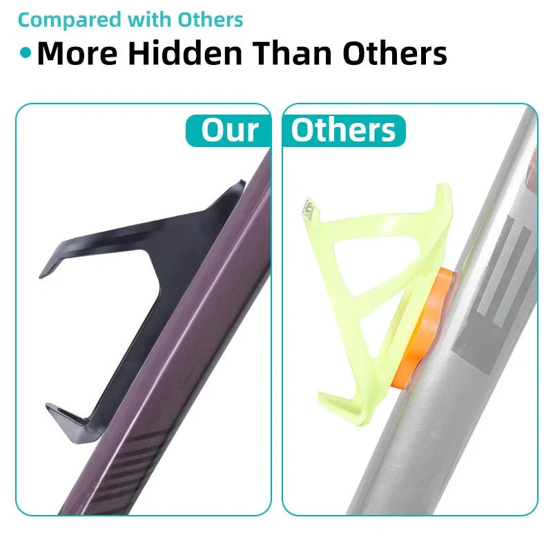 Bicycle water bottle cage with anti-theft screws and concealed Airtag tracking compartment