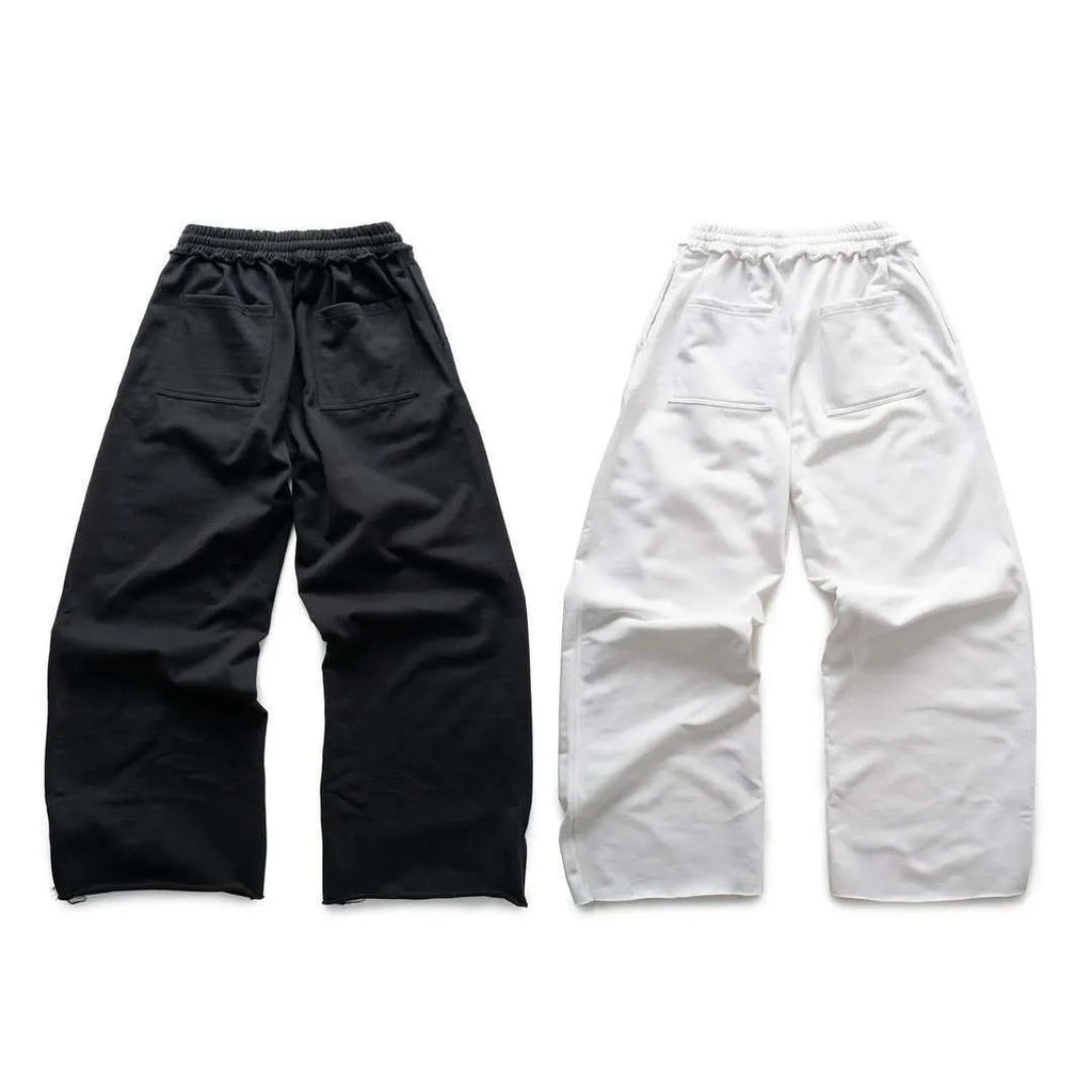 Design printing men's smart trousers in black, loose fit, mid-waist polyester casual trousers