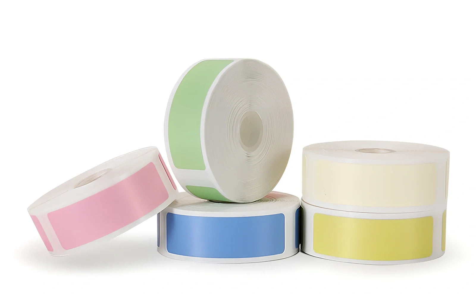 Pack of white D11 waterproof thermal label paper, 12x40mm size, showing clear printed text on resistant surface