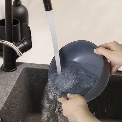 Set of 4 ceramic bowls, 46oz each, grey and green options, microwave and oven safe