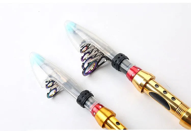 Carbon fibre telescopic spinning fishing rod with metal handle for sea fishing