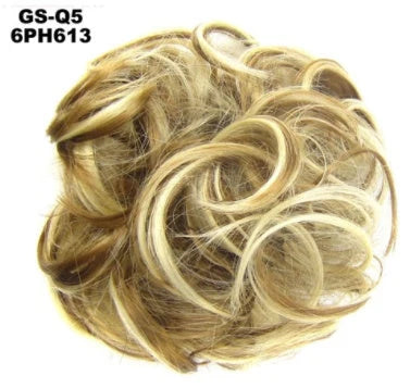 Synthetic wavy curly messy hair bun for women, 12cm diameter, high-temperature wire