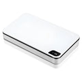 White multifunctional wireless phone charger with UV sterilisation and remote control