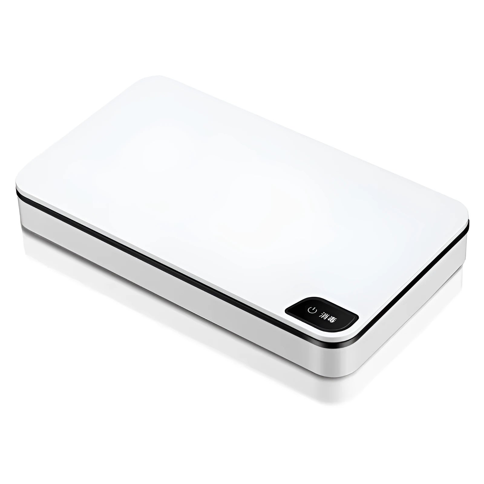 White multifunctional wireless phone charger with UV sterilisation and remote control