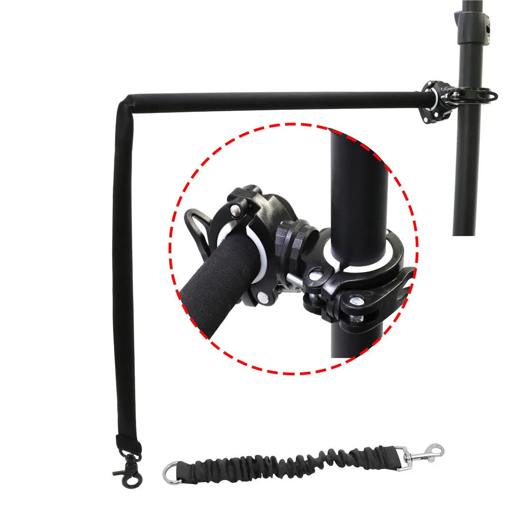 Black bicycle dog walker with detachable traction chain and dual disc brakes on 24x15 hard frame