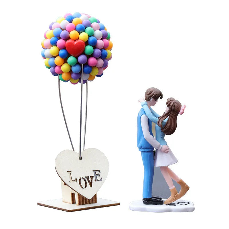Resin cute couple car dashboard ornament in Blue A Pair Lovers Sweet design on a car dashboard