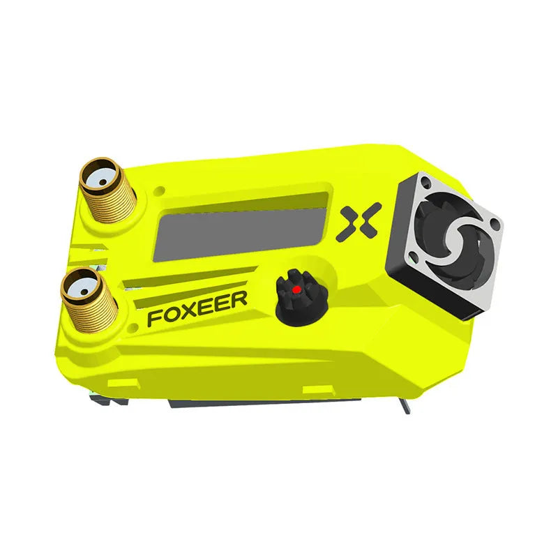 Wildfire black FPV dual receiver glasses shown from a side angle